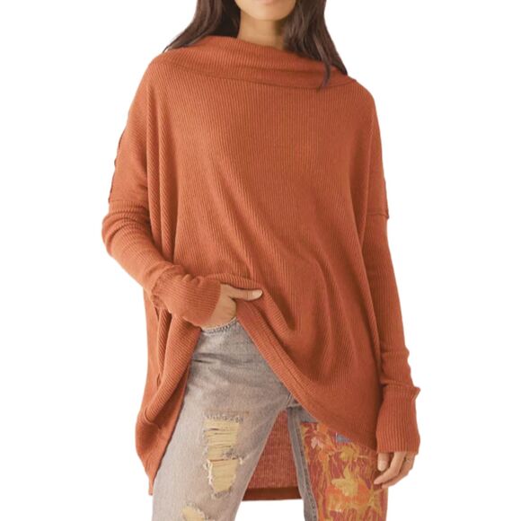 NWT Free People Juicy Thermal Top Canyon Moon Oversized Cowl Neck Size M